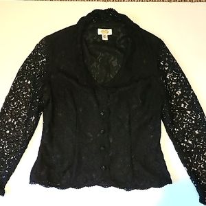 Talbots Black lace button-down blouse